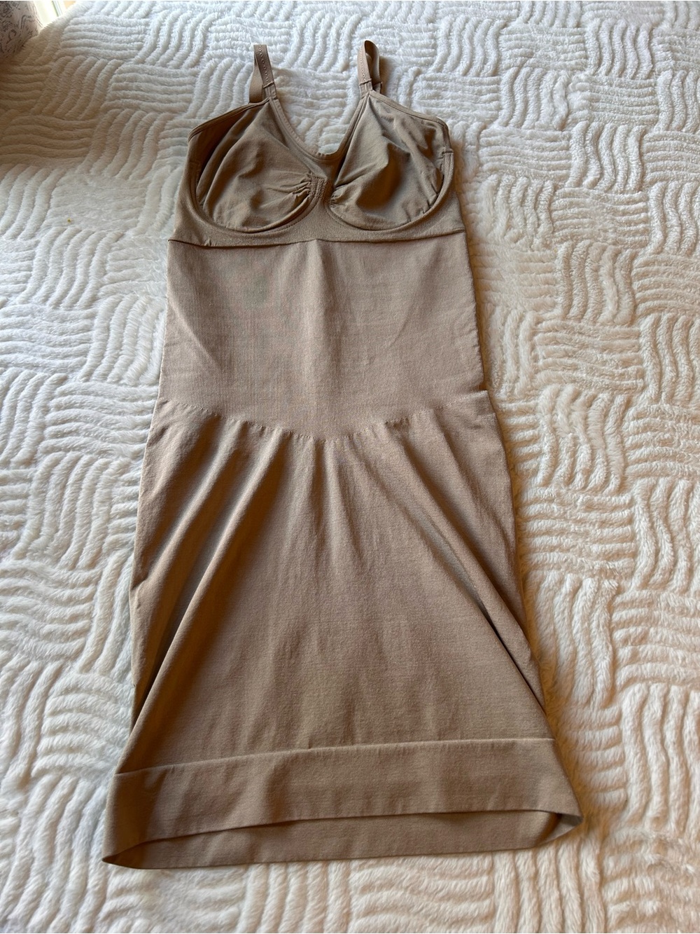 SPANX Bodycon Shape Wear Dress Body Suit with Underwire Bra Nude Size Large